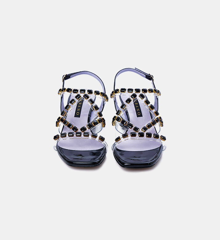 Patent Leather Rhinestone Sandals