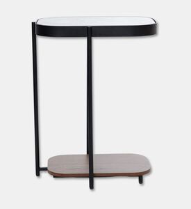 Home Deco and More Glam Wood Top Sofa Side Table, Walnut, 33x47-cm, Packshot View