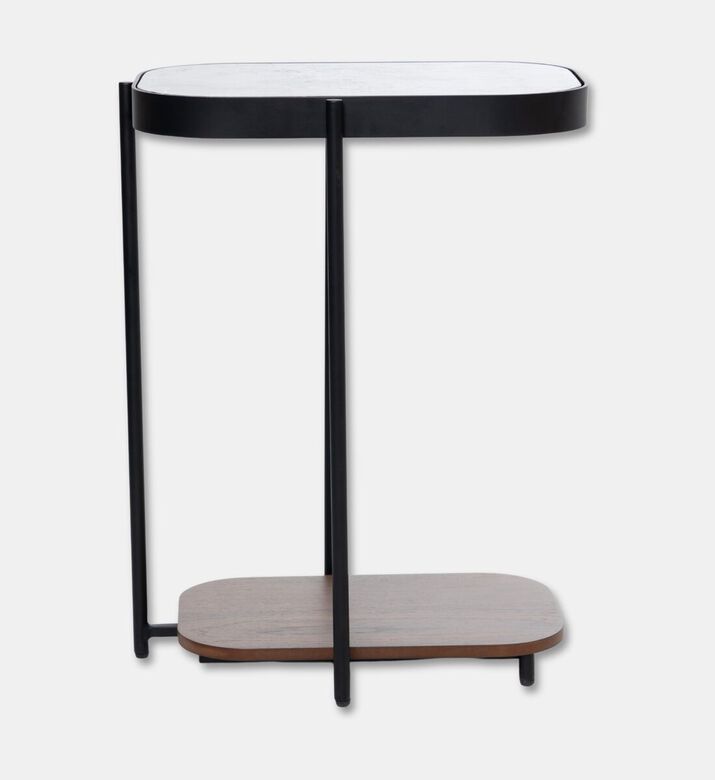 Home Deco and More Glam Wood Top Sofa Side Table, Walnut, 33x47-cm, Packshot View