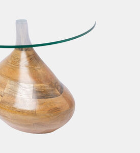 Home Deco and More Tally Wooden Glass Side Table, Packshot View