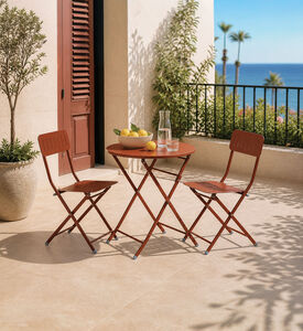 Home Deco and More Pipa Table Chairs Bistro Set, Brick, Packshot View