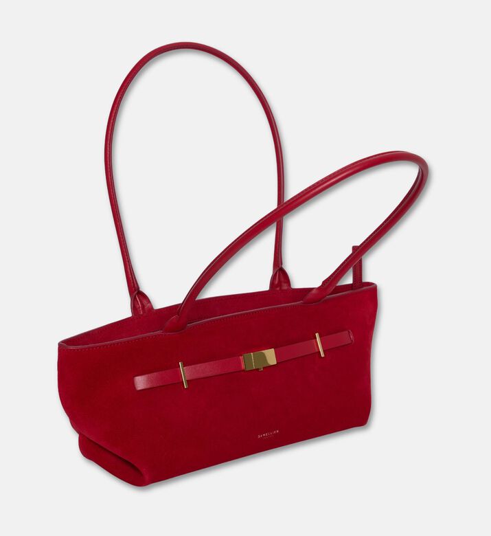 Demellier The New York Elongated Suede Shoulder Bag, Red, Packshot View