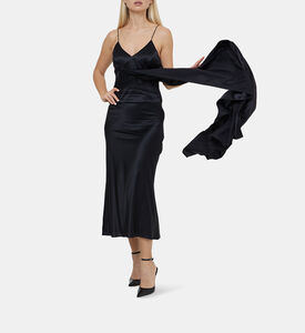 فستان ميدي حرير بأشرطة