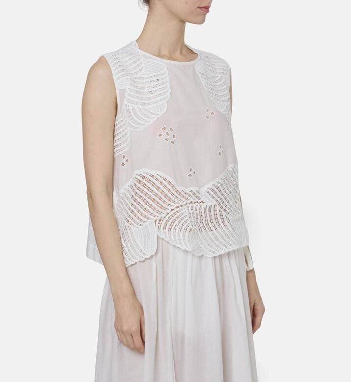 Beatrice B Cotton Embroidered Sleeveless Top, Model View
