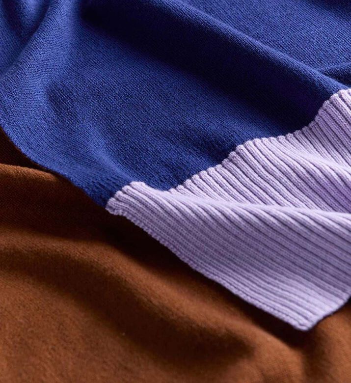 Suite702 Merino Wool Colorblock Knitted Throw, Brown, Packshot View