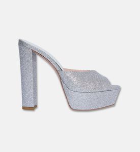 Gedebe Jery Glitter Open-toe Chunky Block Heel, Silver, Eu-41, Packshot View