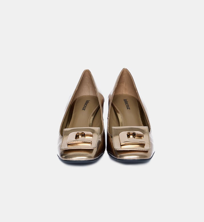 حذاء بكعب متوسط جلد معدني