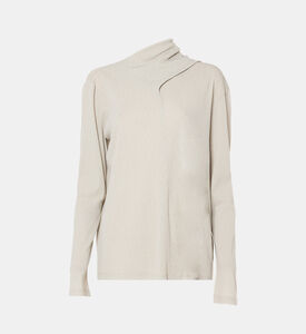 بلوزة جيرسي ناعمة برقبة ملفوفة