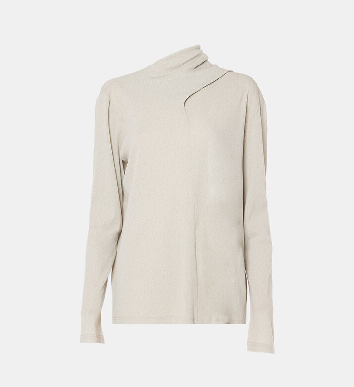 Scarf Draped Neck Soft Jersey Top