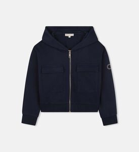 كارديغان بغطاء رأس وتفصيل شعار