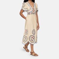 Melinda Floral-embroidery Midi Dress