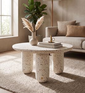 Versmissen Charlene Granite Coffee Table, White, Packshot View