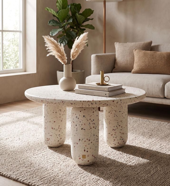 Versmissen Charlene Granite Coffee Table, White, Packshot View