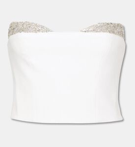 Alice and Olivia Embellished V-neck Cropped Top, Packshot View