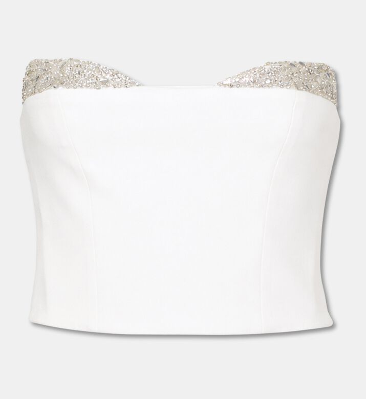 Alice and Olivia Embellished V-neck Cropped Top, Packshot View