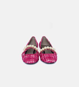 حذاء بكعب سميك تويد ملون