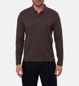 Vince Long-sleeve Polo Shirt, Dark-brown, Xl, Model View
