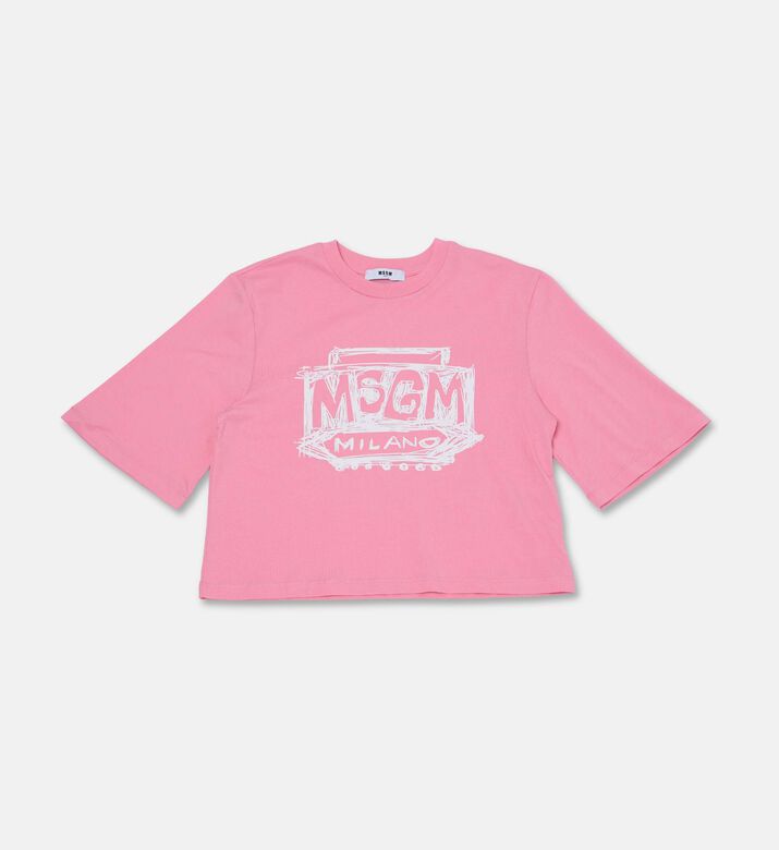 M S G M Short-sleeve Cropped T-shirt, Pink, 6y, Packshot View