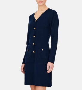 فستان ضيّق بصف أزرار صوف