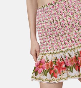 تنورة قصيرة بطبعة أزهار وفواكه صيفية