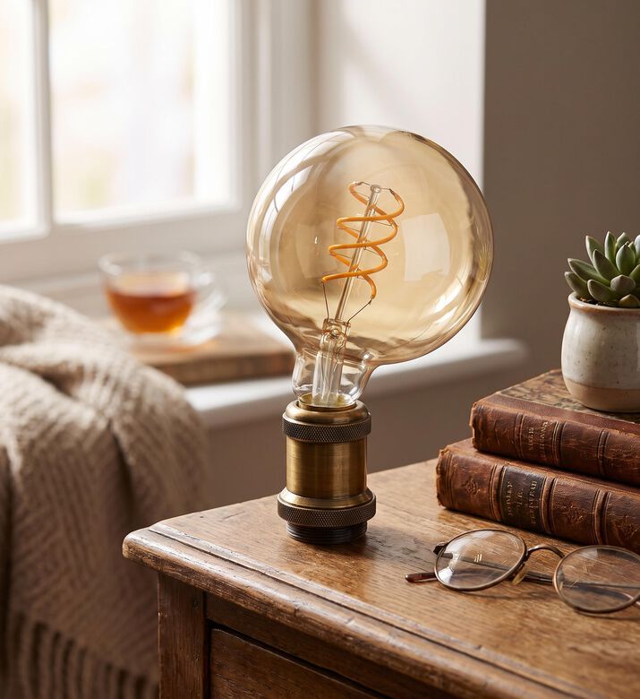 Light and Living Dimmable Glass Led Bulb Amber Light, Gold, 9.5-cm, Packshot View