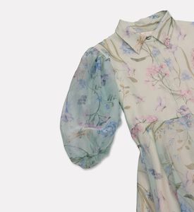 Maison Ava Naomi Puff Gathered Organza Sleeves Midi Dress, Packshot View