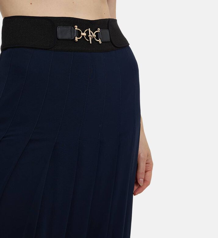 Edward Achour Paris Lace Trim Pleated Midi Skirt, Model View Edward Achour Paris Lace Trim Pleated Midi Skirt, Model View