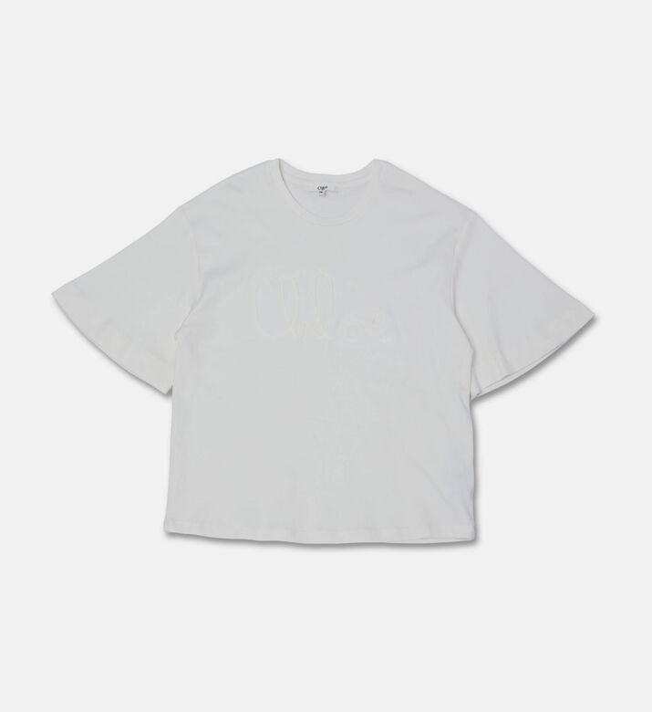 Chloe Logo-embroidery Short-sleeve T-shirt, Off-white, 14y, Packshot View