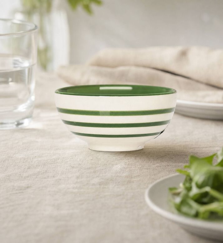 Easy Life Hand-painted Ceramic Bowl, Green, Model View