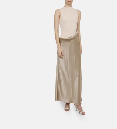 Cobee Satin Ribbed Jersey Slip Dress