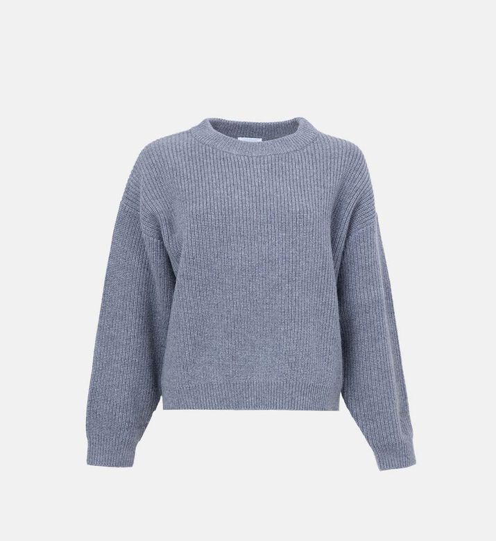 سترة محبوكة بياقة مستديرة