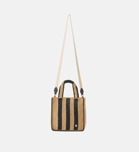 Striped Woven Tote Bag