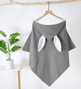 منشفة بغطاء رأس بنمط أذني أرنب قطن موسلين