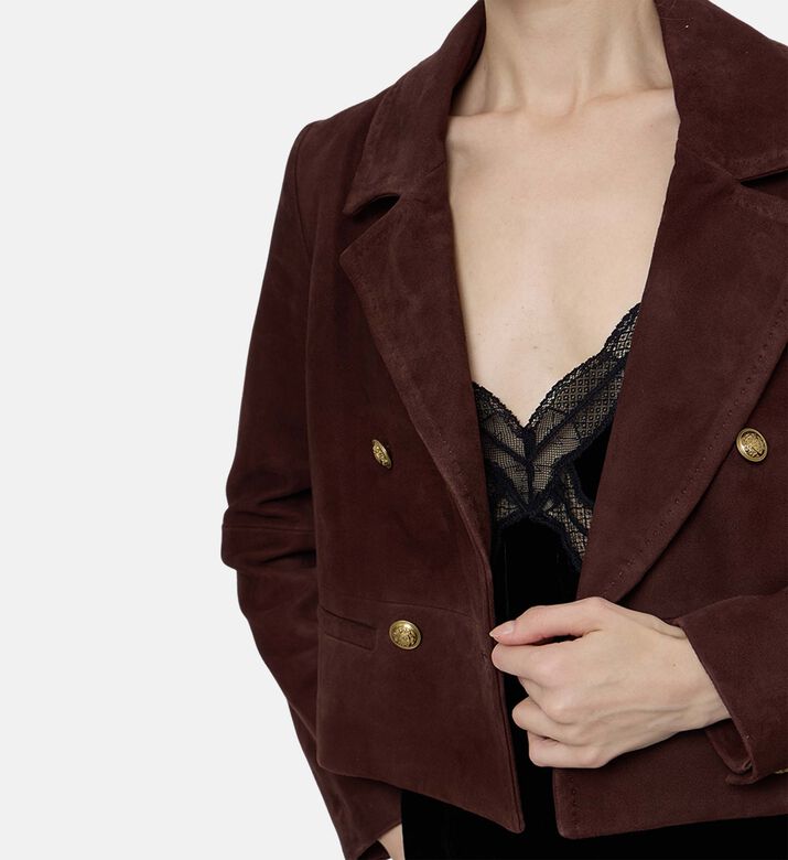 Alice and Olivia Avery Structured Cropped Blazer, Model View