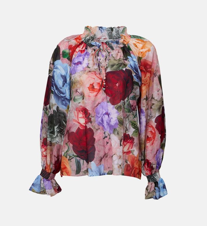 Cotton Silk Floral-print Blouse