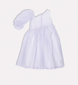 فستان غير متماثل مزين بتطريزات أزهار