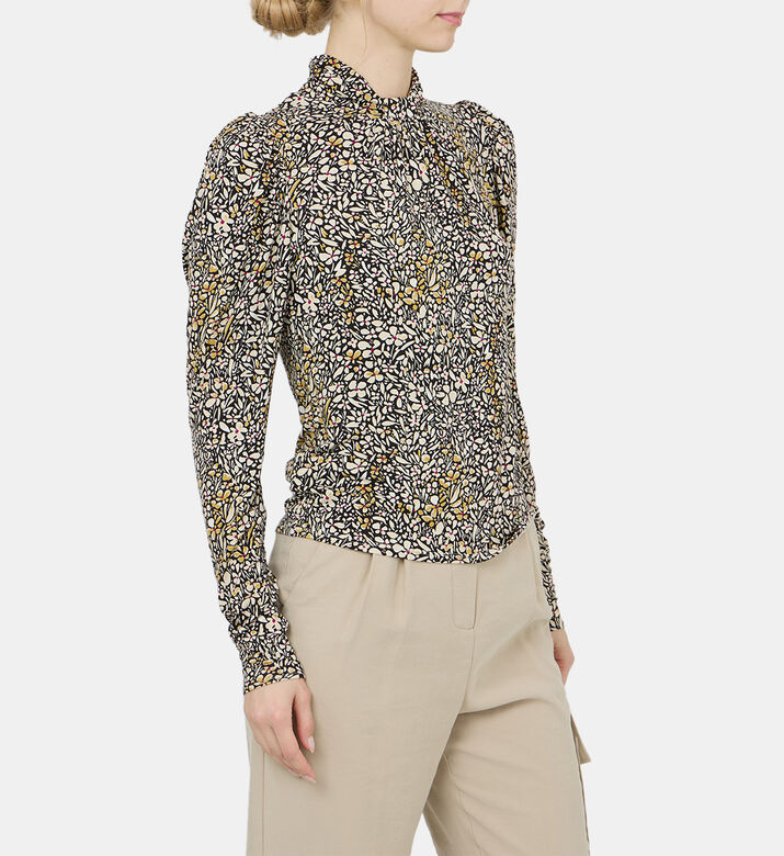 بلوزة بأكمام طويلة لامعة