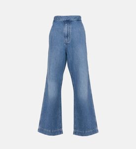 Banded Waist Flared Denim Pants Banded Waist Flared Denim Pants