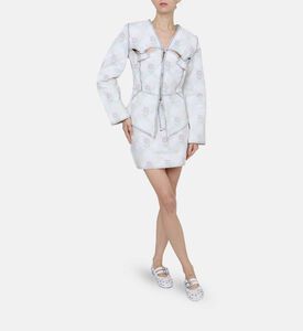 Floral Check Printed Denim Skirt