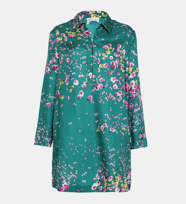 Rose Printed Floating Silk Dress