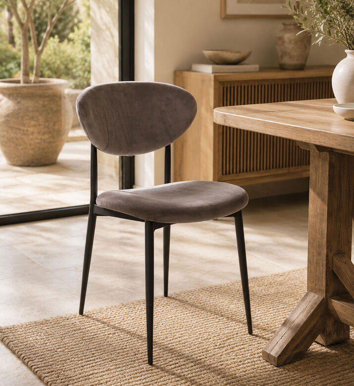 Home Deco and More Fun Velvet Dining Chair, Anthracite, Packshot View