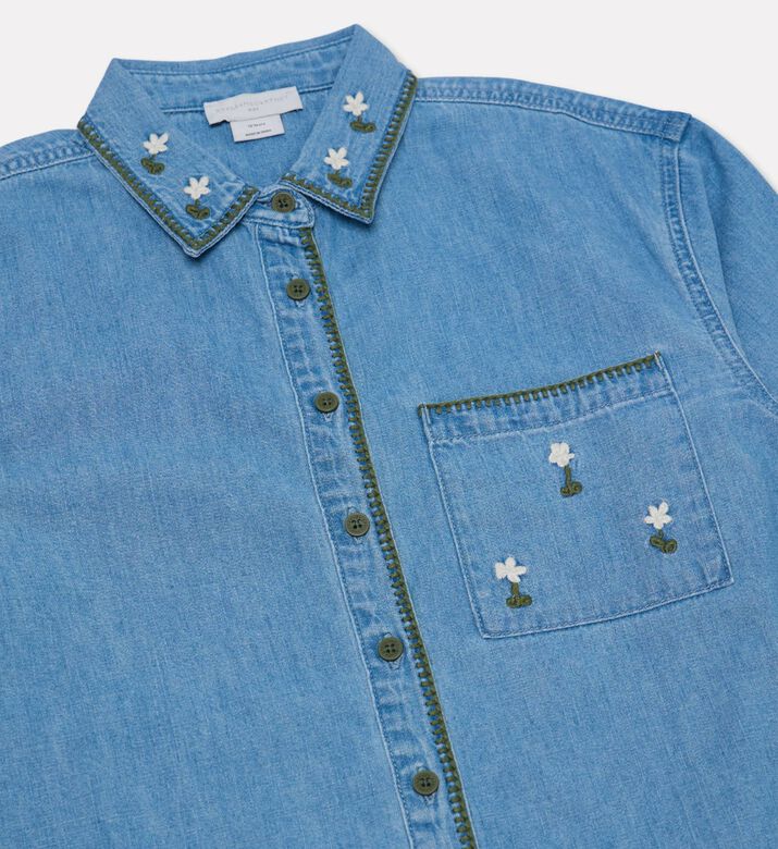Stella McCartney Denim Embroidered Long-sleeve Shirt, Packshot View