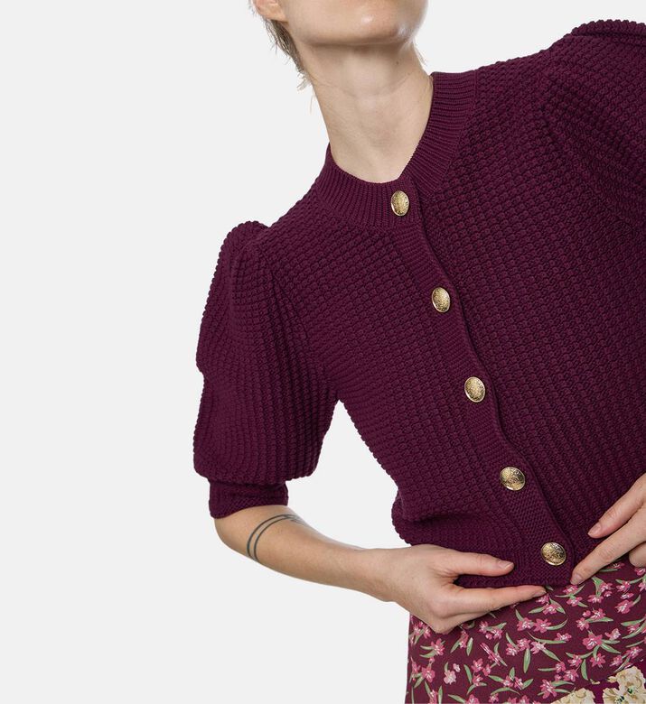 Ba and Sh Button-down Long-sleeve Cardigan, Purple, S, Model View