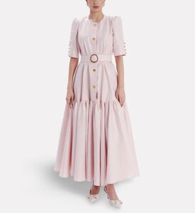 Poca and Poca Belted Tiered A-line Dress, Model View