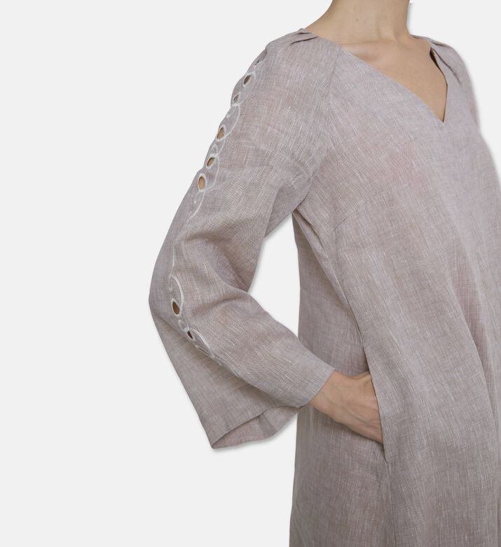 Beatrice B Linen V-neck Maxi Dress, Model View