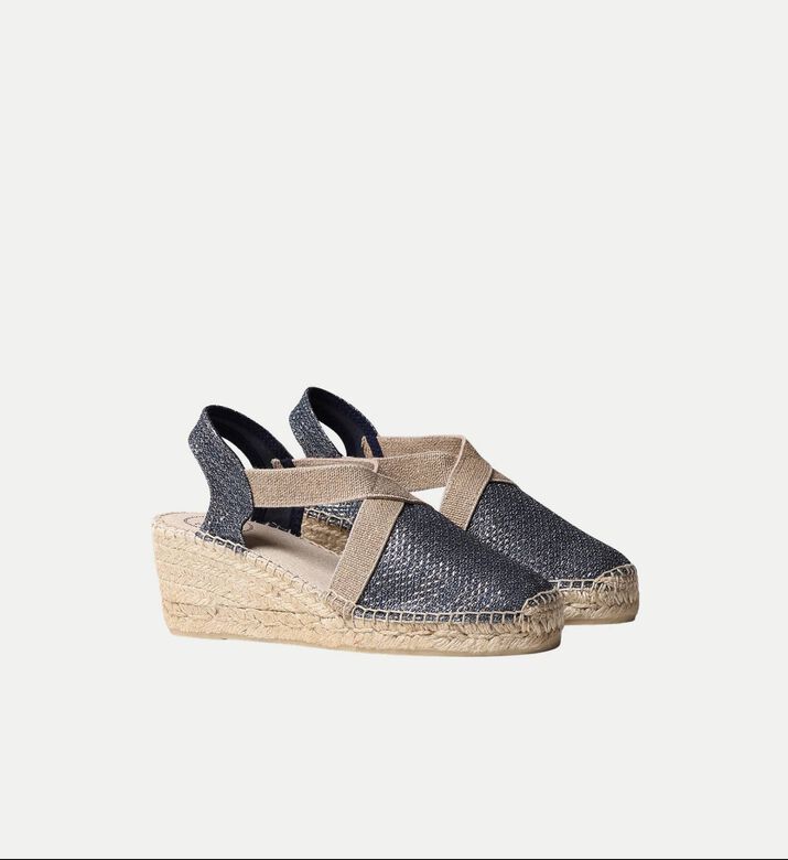 Toni Pons Triton Shimmery Cotton Blend Mid-wedge Espadrille, Navy, Eu-37, Packshot View