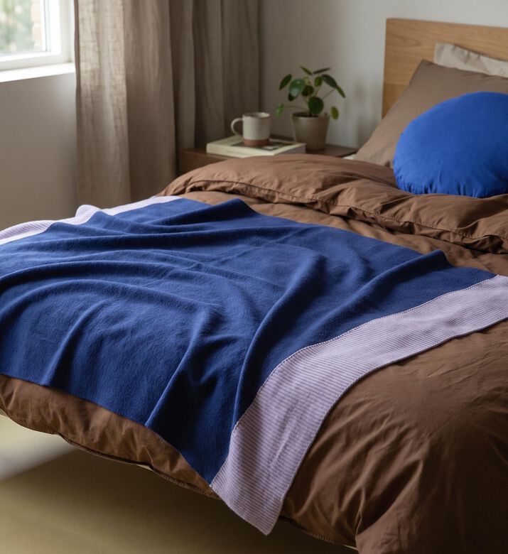 Suite702 Merino Wool Colorblock Knitted Throw, Brown, Packshot View