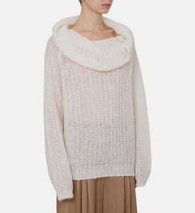 سترة بياقة عالية مطوية محبوكة