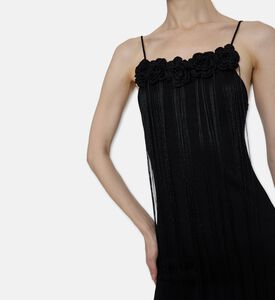 Jil Sander Floral-embroidery Sleeveless Dress, Model View