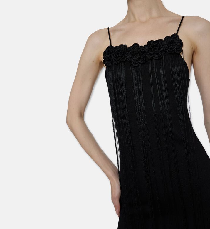 Jil Sander Floral-embroidery Sleeveless Dress, Model View